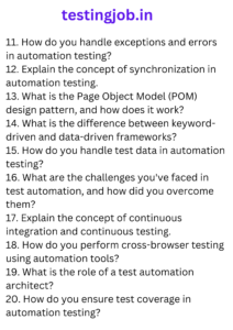 Automation testing Interview Questions