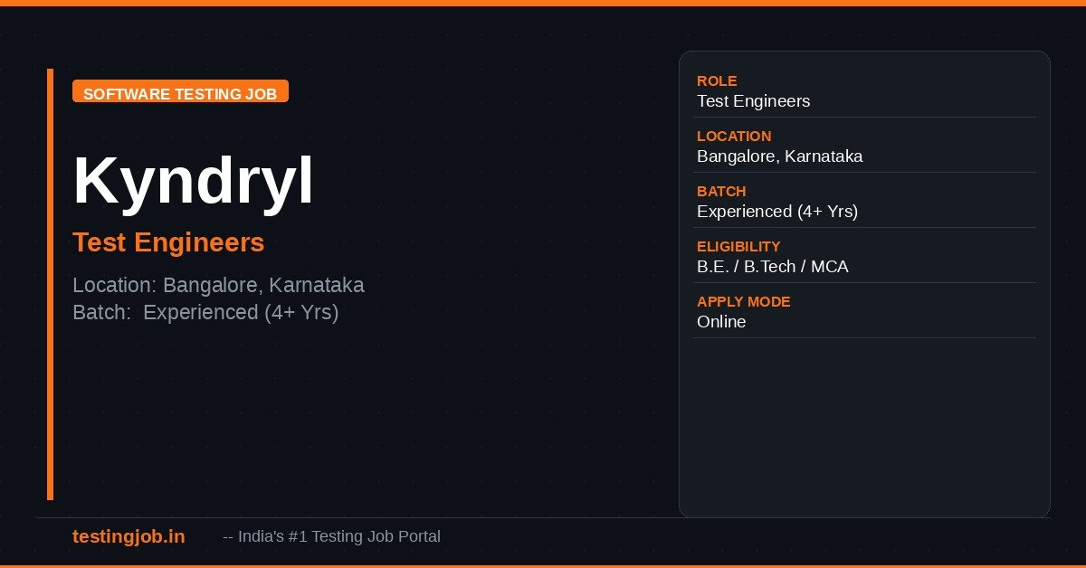 Kyndryl Test Engineers Recruitment 2026